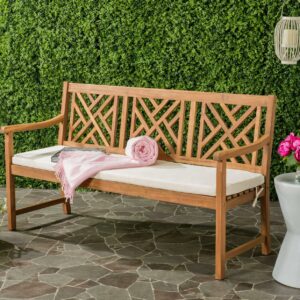 Safavieh Bradbury Outdoor Modern 3 Seat Garden Bench with Cushion