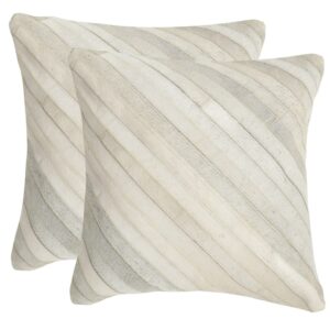 Safavieh Cherilyn White 18-inch Square Throw Pillows (Set of 2)