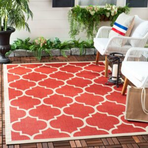 Safavieh Courtyard Alyssa Geometric Indoor/Outdoor Area Rug, 6'7" x 9'6", Red/Bone