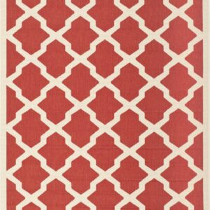 Safavieh Courtyard Amber Quatrefoil Indoor/Outdoor Area Rug, 6'7" x 9'6", Red/Bone