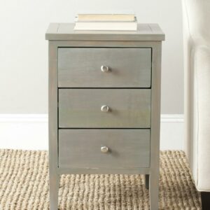 SAFAVIEH Deniz Classic End Table with 3 Storage Drawers, French Grey