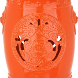 Safavieh Dragon Coin Indoor/Outdoor Garden Patio Stool, Orange