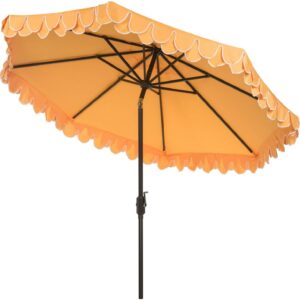 Safavieh Elegant 9' Market Auto Tilt Patio Umbrella, Yellow/White