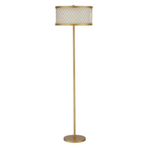 Safavieh Evie Mesh 58.25 in. H Floor Lamp, Antique Gold/White Shade
