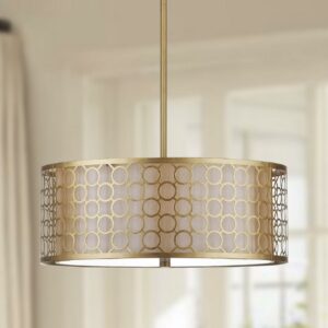 Safavieh Giotta 18 in. Dia. Drum Pendant Light, Antique Gold