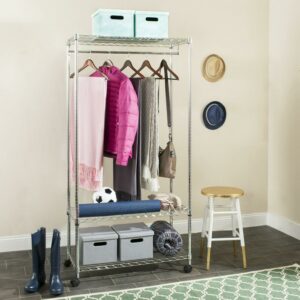 Safavieh Gordon Glam Chrome Wire 3 Tier Garment Rack with Casters