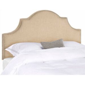 Safavieh Hallmar Classic Elegant Upholstered Headboard, Full, Hemp/Silver Nails