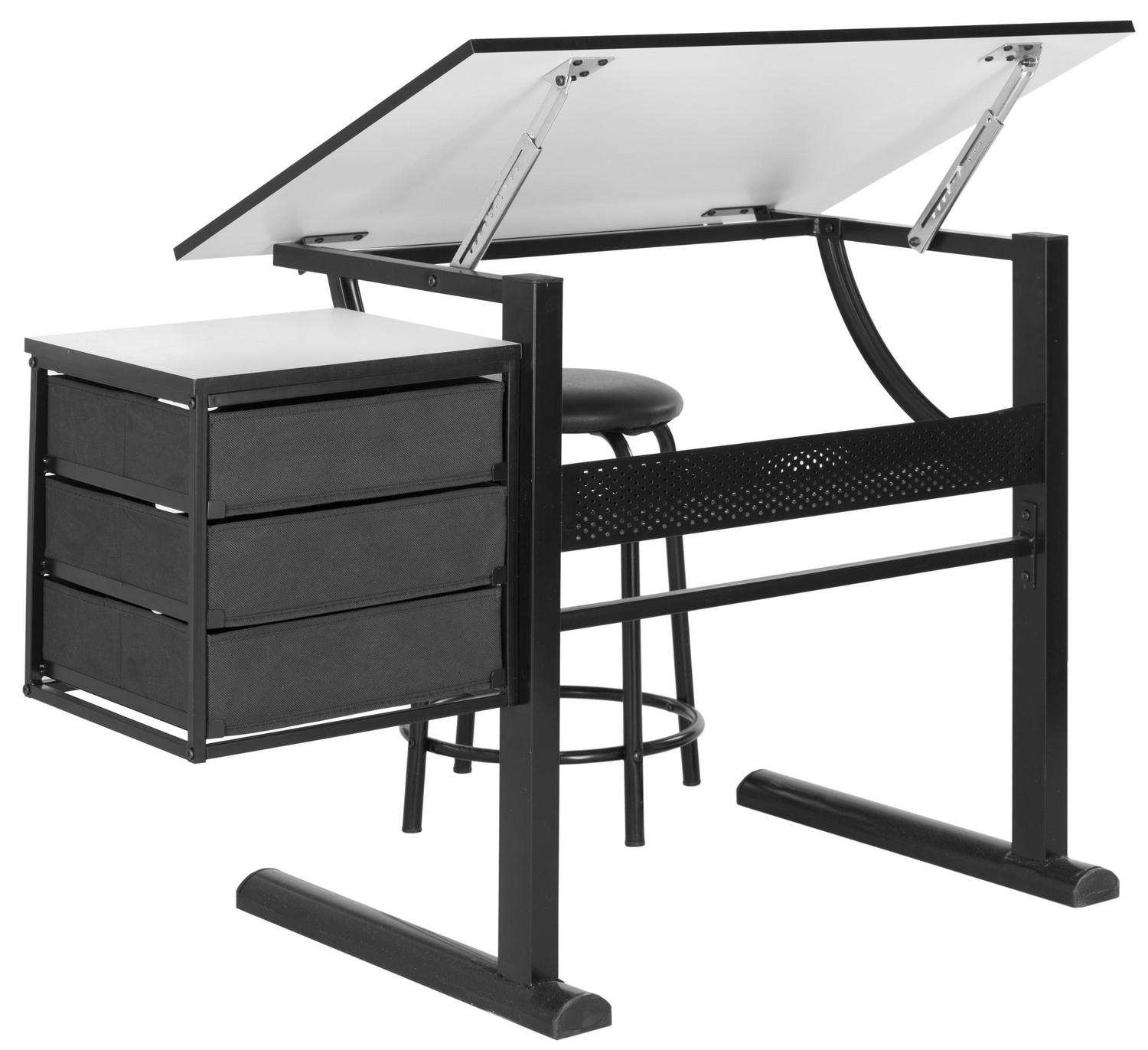 SAFAVIEH Harvard Rustic Solid Writing Desk with Stool, Black/White - Image 4