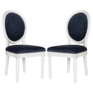 Safavieh HOLLOWAY 19''H FRENCH BRASSERIE VELVET OVAL SIDE CHAIR - SILVER NAIL HEADS