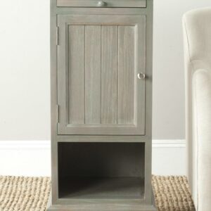 SAFAVIEH Jezabel One Cabinet End Table w/ Pull Out Tray, French Grey