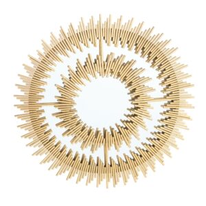 Safavieh Kalani 28 in. Radiant Lines Sunburst Round Mirror, Gold Foil