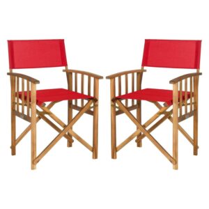 Safavieh Laguna Outdoor Patio Director Chair, Set of 2 - Natural/Red
