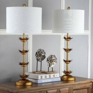 Safavieh Lani Leaf 32 in. H Table Lamp, Antique Gold, Set of 2
