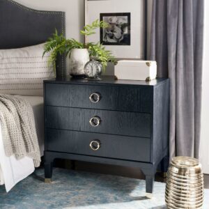Safavieh Lorna 3-Drawer Contemporary Night Stand, Navy