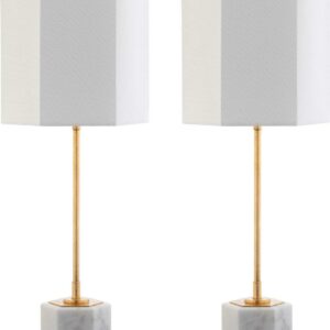 Safavieh Magdalene Marble 29 in. H Lamp, White/Gold Leaf, Set of 2