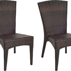 Safavieh New Castle Outdoor Patio Side Chair, Set of 2 - Black/Brown