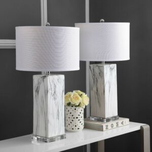 Safavieh Olympia 29 In. High Table Lamp, Black/White Marble