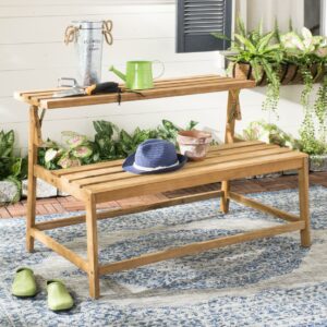 Safavieh Ruben Outdoor Convertible Bench and Table, Teak Finish - Natural
