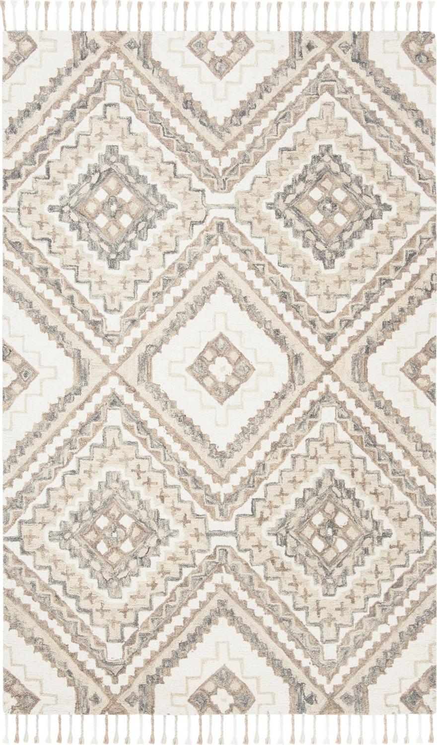 SAFAVIEH Aspen Caymen Geometric Wool Area Rug, Taupe/Ivory, 5' x 8' - Image 2
