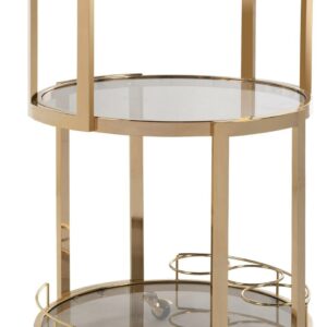 SAFAVIEH Tio 3 Tier Modern Glam Round Bar Cart with Wine Rack, Gold/Tinted Glass