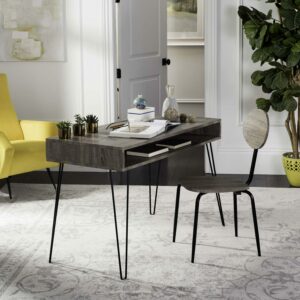 SAFAVIEH Winta 47'' Mid-Century Retro Writing Desk/Chair, Grey/Black