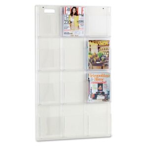 Safco 12 Pocket Magazine Display Rack - 49" Height X 30" Width X 2" Depth - 12 Pocket[s] - Plastic - Clear (5602CL)