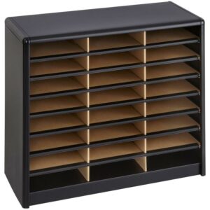 Safco 24-Compartment Steel Letter-Size File Organizer, Black