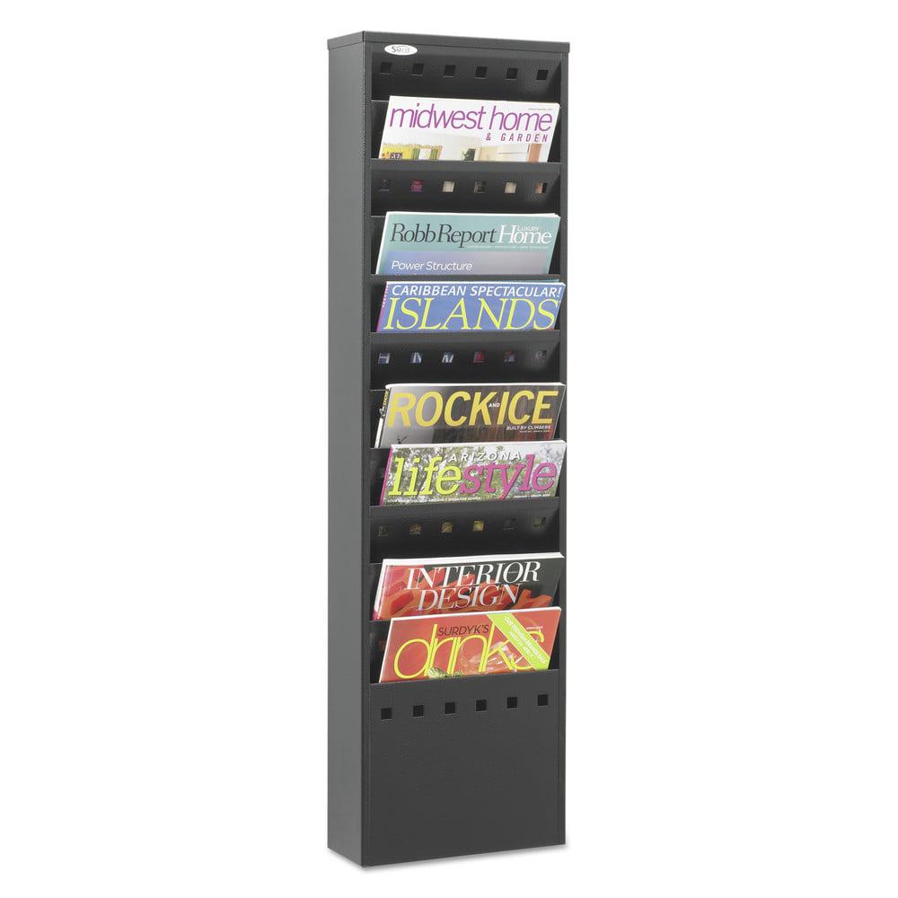Safco 11-Pocket Steel Magazine Rack in Black - Image 2