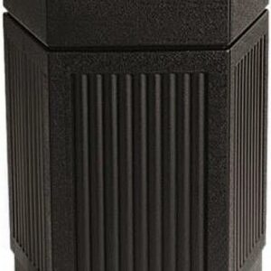 Safco Indoor/Outdoor Pentagon Shape Receptacle - 30 gal Capacity - 28.8" Height x 18" Width x 18.5" Depth - Polyethylene - Black - 1 Each