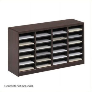 Safco E-Z Stor Mahogany Wood Mail Organizer - 24 Compartments