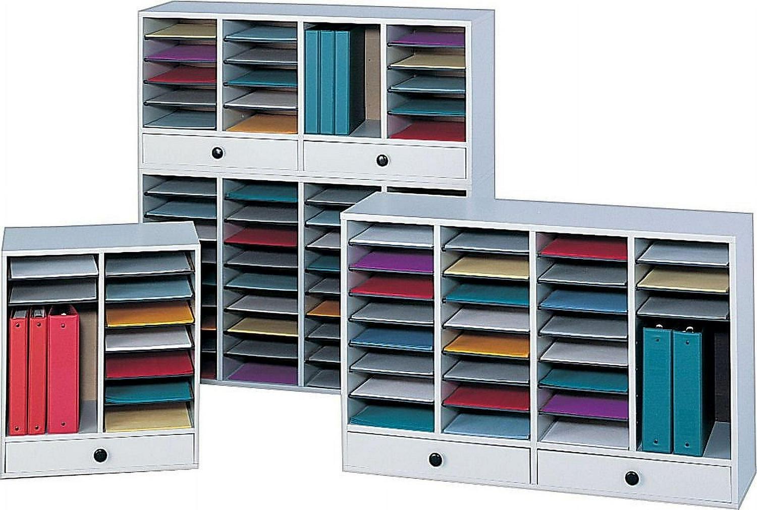 Safco Grey 36 Compartment Wood Adjustable File Organizer - Image 4