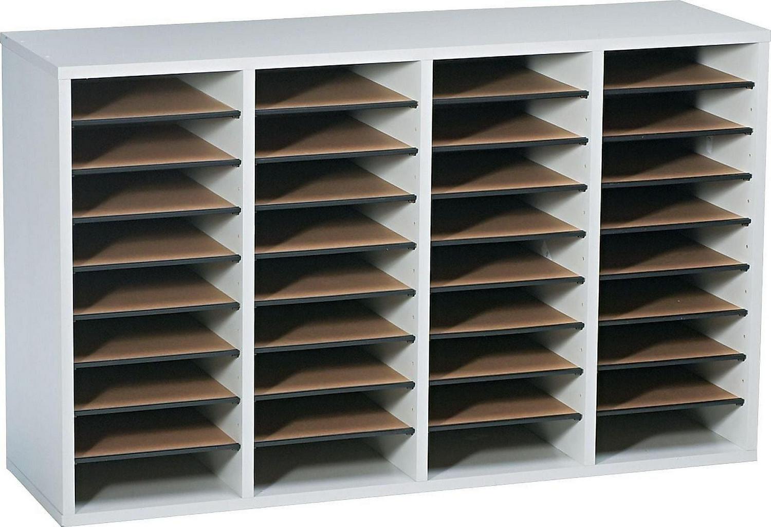 Safco Grey 36 Compartment Wood Adjustable File Organizer - Image 3