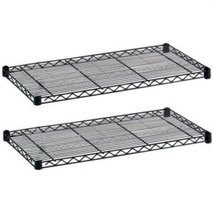 Safco Industrial Wire Extra Shelve 48" x 18" x 1.5" - 4 x Shelf(ves) - 1250 lb Load Capacity - Leveling Glide, Dust Proof - Black - Powder Coated - Steel - Assembly Required