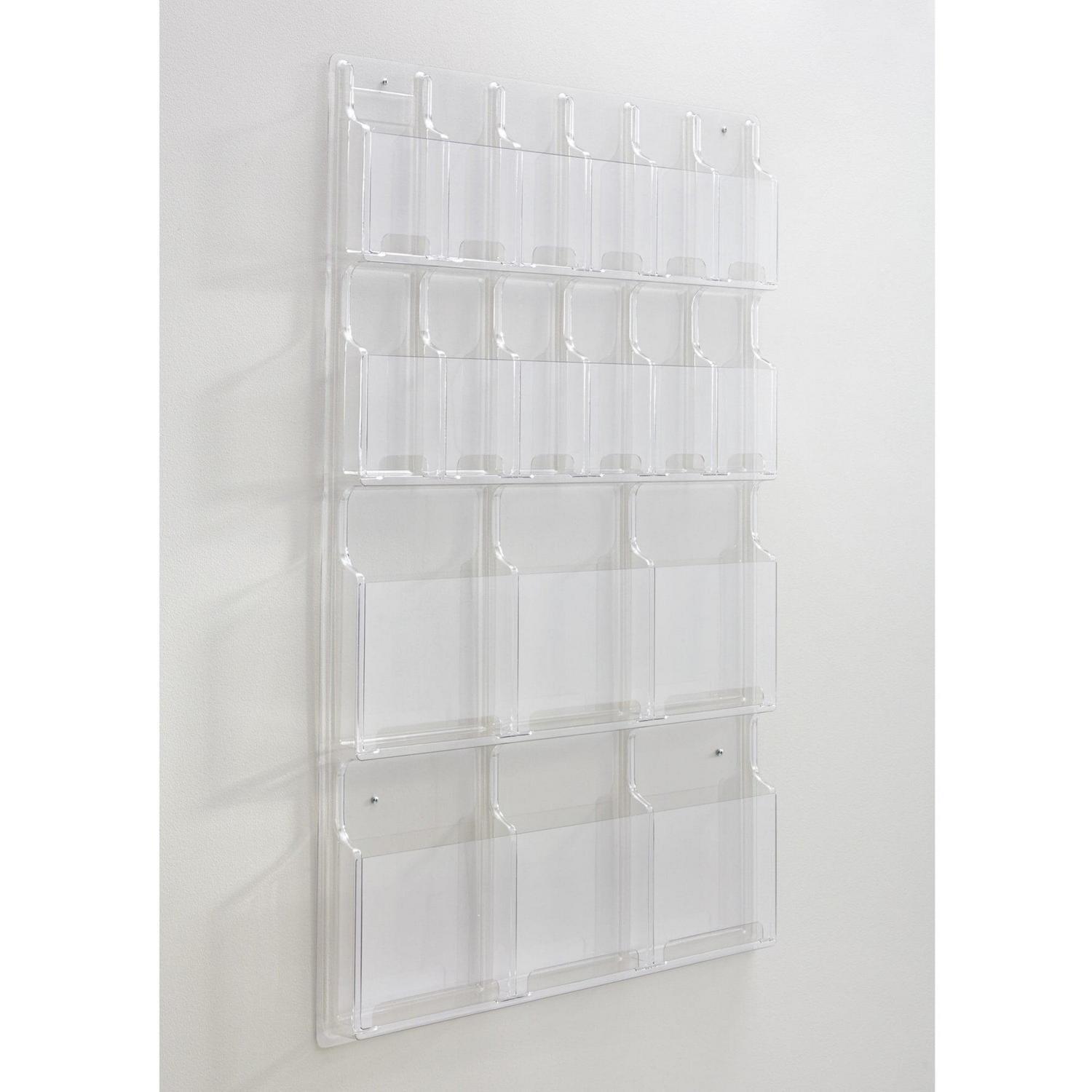 Safco Reveal Clear Literature Displays 18 Compartments 30w x 2d x 45h Clear 5600CL