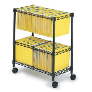 Safco 2-Tier Rolling File Cart Black Steel