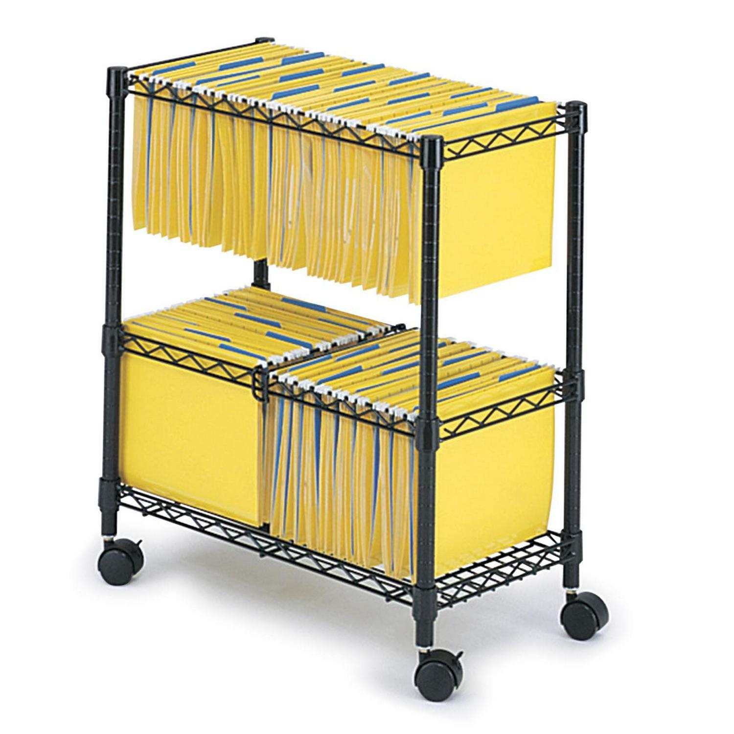 Safco 2-Tier Rolling File Cart Black Steel