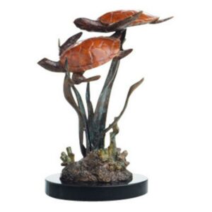 SPI Lagoon Encounter Double Sea Turtle Brass Statue