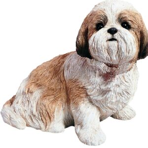 Sandicast "Life Size" Sitting Gold & White Shih Tzu Dog Sculpture