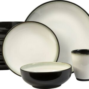 Sango Nova 16-Piece Stoneware Dinnerware Set, Plates, Bowls & Mugs, Black