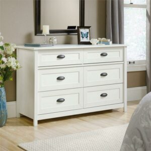 Sauder County Line 6 Drawer Dresser, Soft White Finish