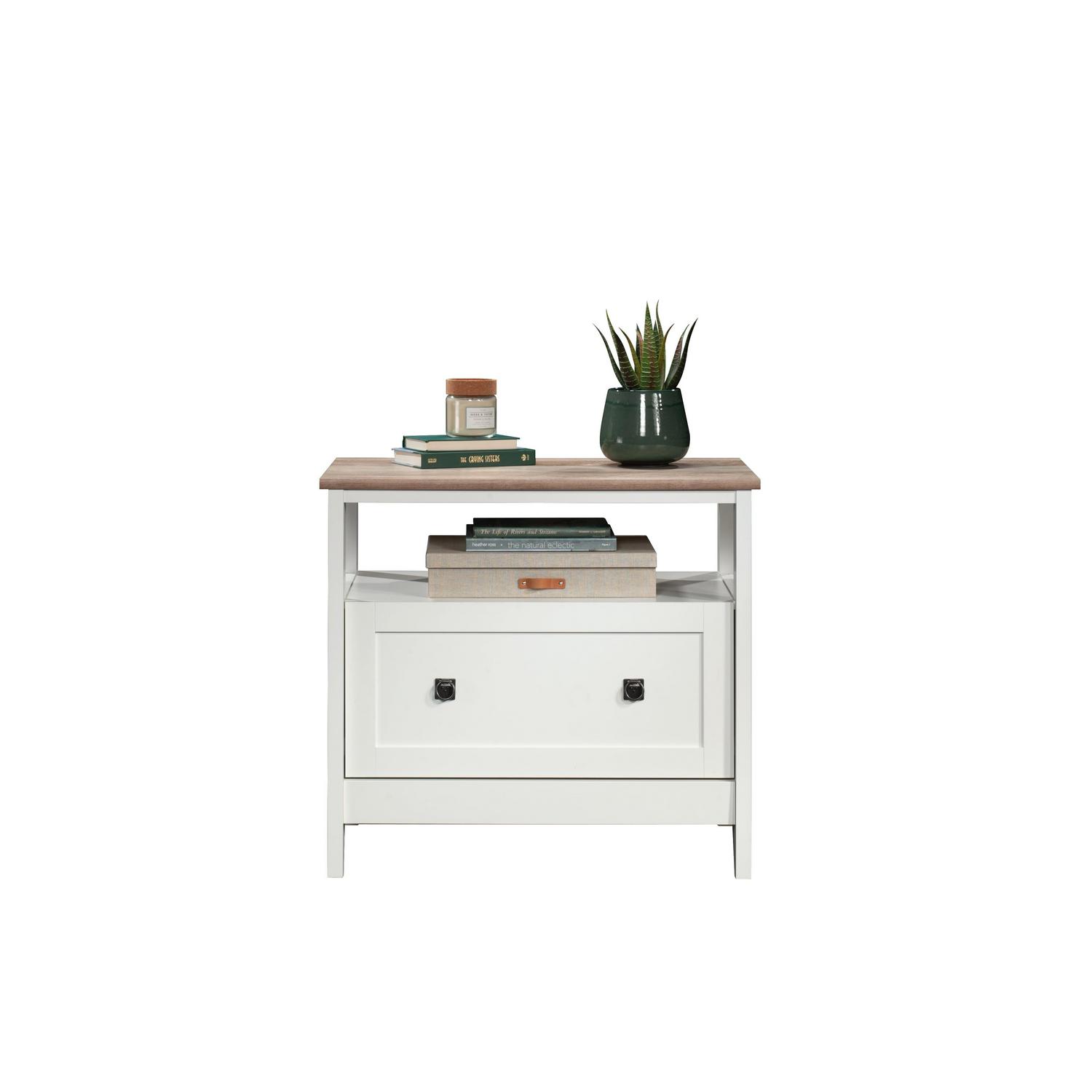 Sauder August Hill Open Shelf Lateral File Cabinet, Soft White Finish - Image 3