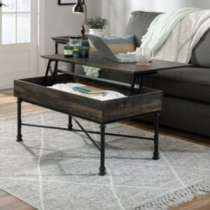 Sauder Canal Street Industrial Lift-Top Coffee Table with Storage, Carbon Oak Finish