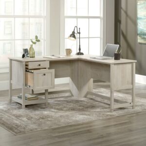 Sauder Edge Water L-Shaped Desk, Chalked Chestnut Finish