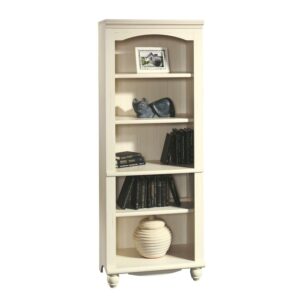 Sauder Harbor View 5 Shelf Bookcase, Antiqued White Finish