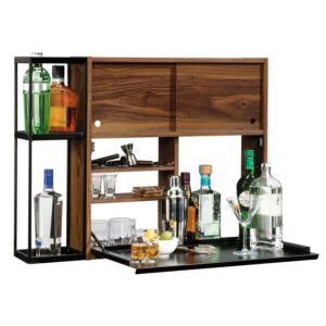 Sauder Harvey Park Wall Bar, Grand Walnut Finish