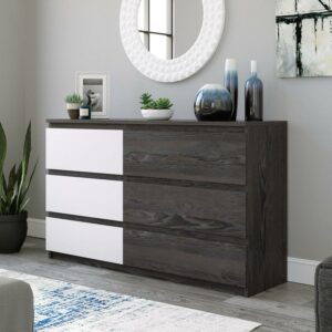Sauder Hudson Court 6-Drawer Double Dresser, Charcoal Ash Finish