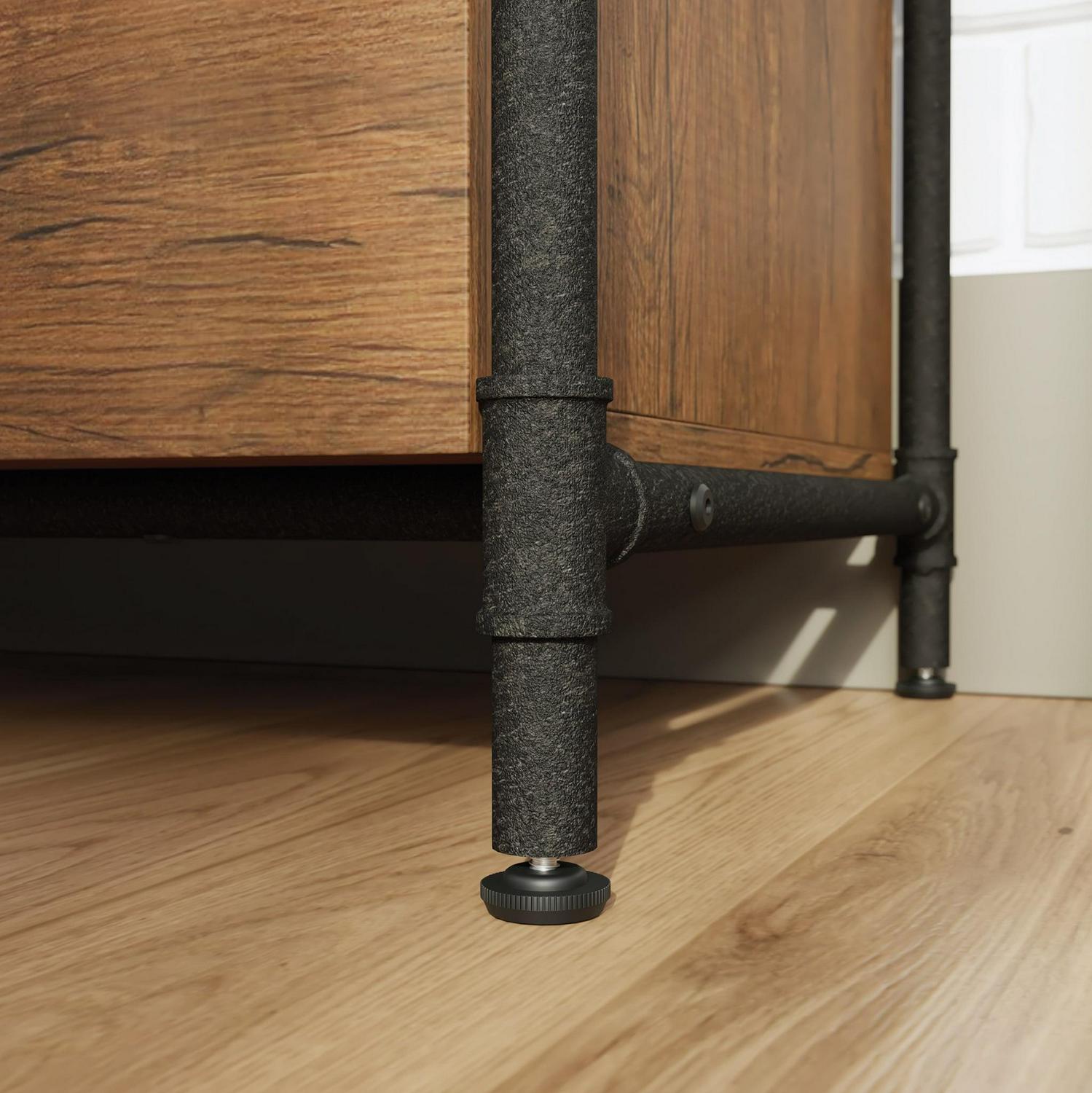 Sauder Iron City Industrial 2 Drawer Lateral File Cabinet, Checked Oak Finish - Image 4