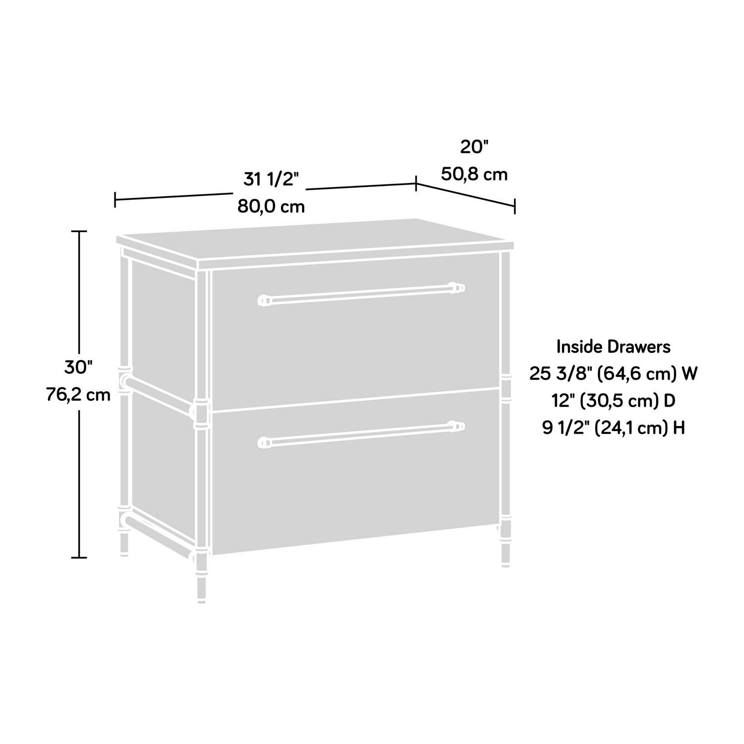 Sauder Iron City Industrial 2 Drawer Lateral File Cabinet, Checked Oak Finish - Image 8