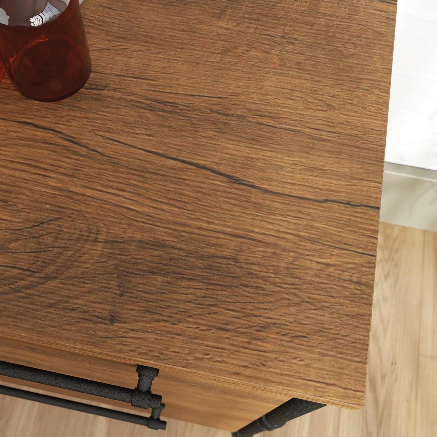 Sauder Iron City Industrial 2 Drawer Lateral File Cabinet, Checked Oak Finish - Image 2