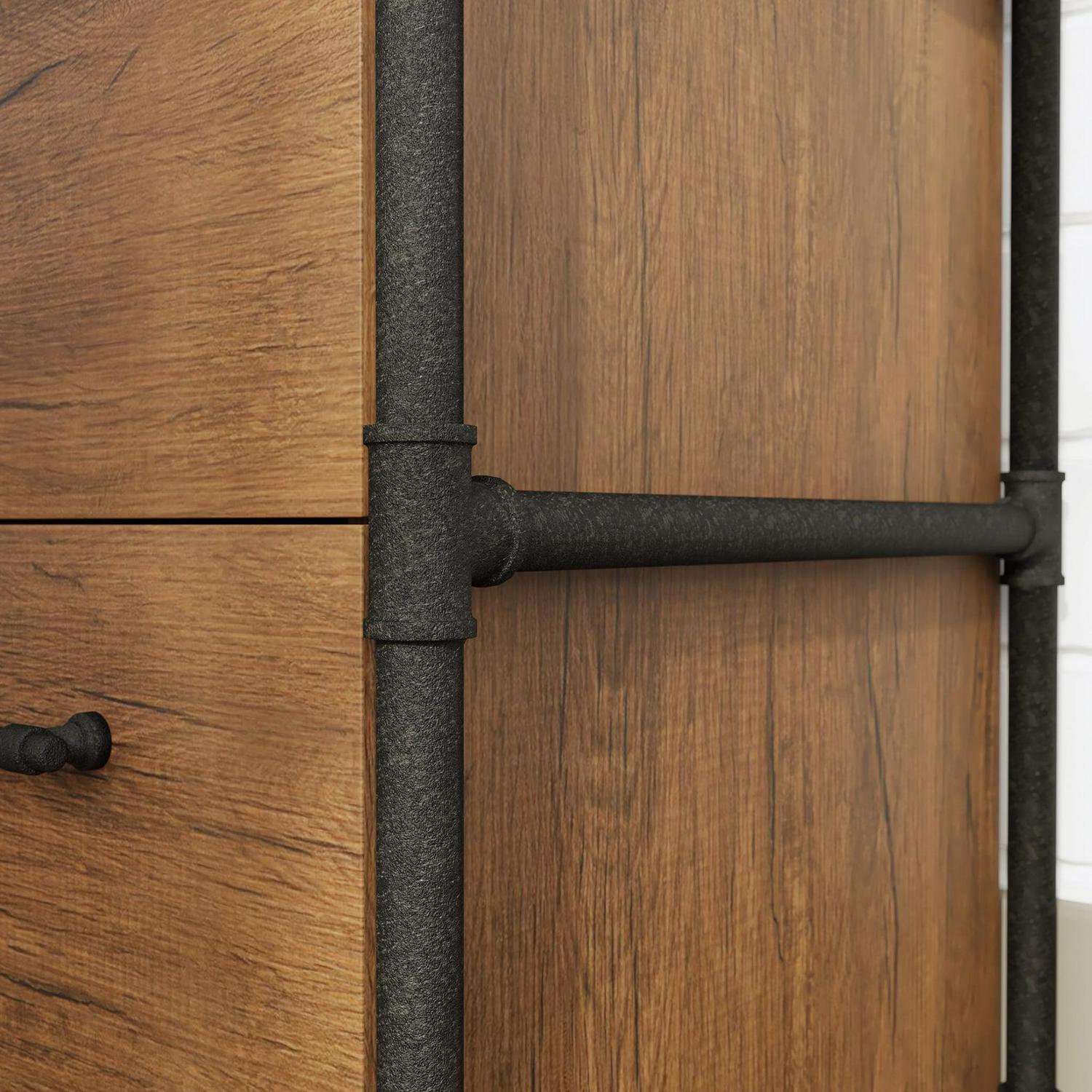 Sauder Iron City Industrial 2 Drawer Lateral File Cabinet, Checked Oak Finish - Image 6